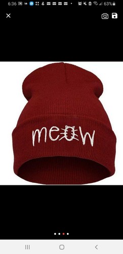 Korean Fashion Apparel Accessories Skullies Beanies Winter Warm Cap MEOW Letters - Picture 4 of 4