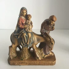 Christmas Nativity Manger Figurine Statue Mary Joseph Donkey Japan Hand Painted