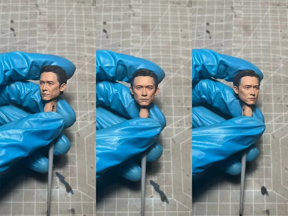 Cabeza tallada 1/12 pintada Tony Leung Chiu Wai Wen Wu apta para figura de acción de 6"" ML Foto 2 de 2