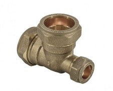 1 x Brass Compression Reducing Tee 22 x 15 x 22mm 