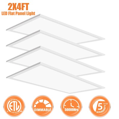 2X4FT LED Flat Panel Light 7800LM 75W 5000K Dimmable Drop Ceiling Office Light