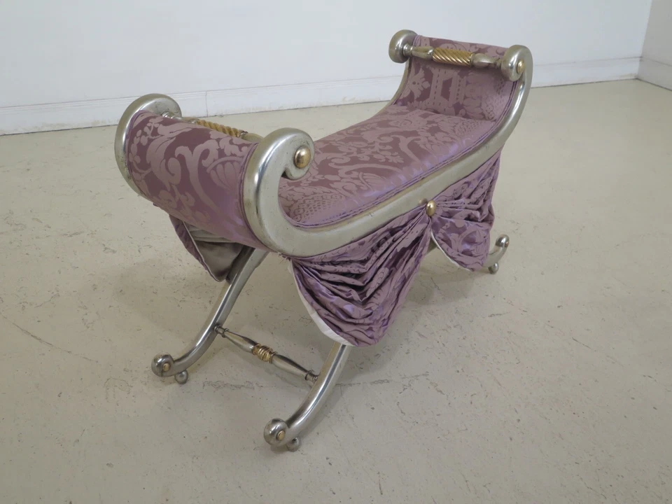 31249EC: TROUVAILLES Banco Ventana Estilo Francés Hoja Plata Foto 3 de 4