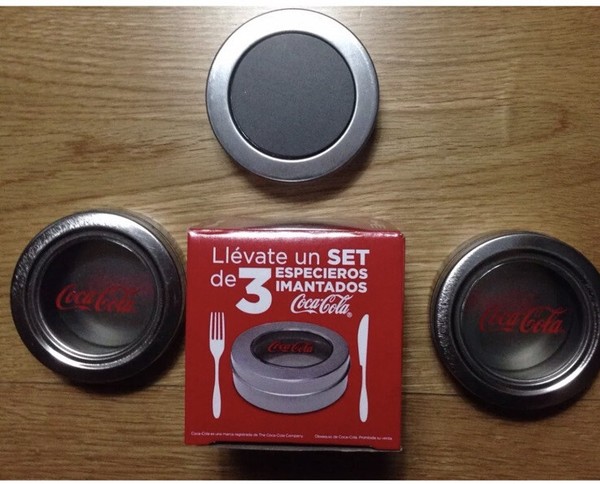 COCA COLA SET 3 ESPECIEROS IMANTADOS MAGNETIC SPICE RACK NUEVOS