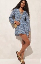 *NWT* J Crew Tiered Tie Front Beach Dress In Cobalt Floral Cotton Viole Sz S,$98