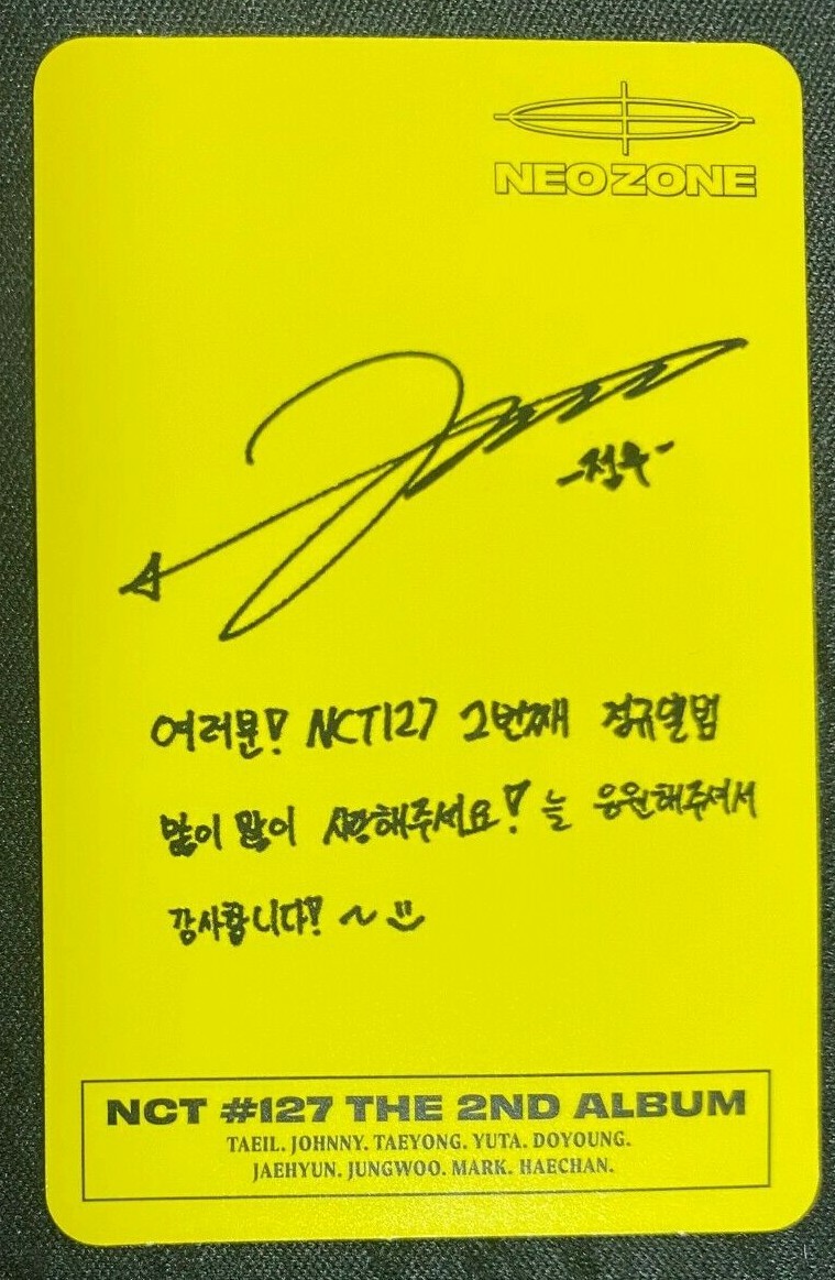 JUNGWOO NCT127 Official PHOTOCARD 2nd ALBUM NCT #127 Neo Zone N