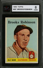 1958 TOPPS #307 BROOKS ROBINSON KSA 8 CENTERED HQ HALL OF FAME BALTIMORE ORIOLES
