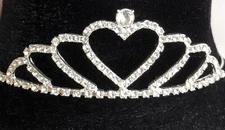 Rhinestone Tiara - 1 & 3/8” Tall. Beautiful Heart Design