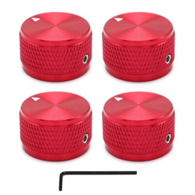 4pcs Red Guitar Knobs Aluminum Alloy Volume Audio Potentiometer Control Knobs