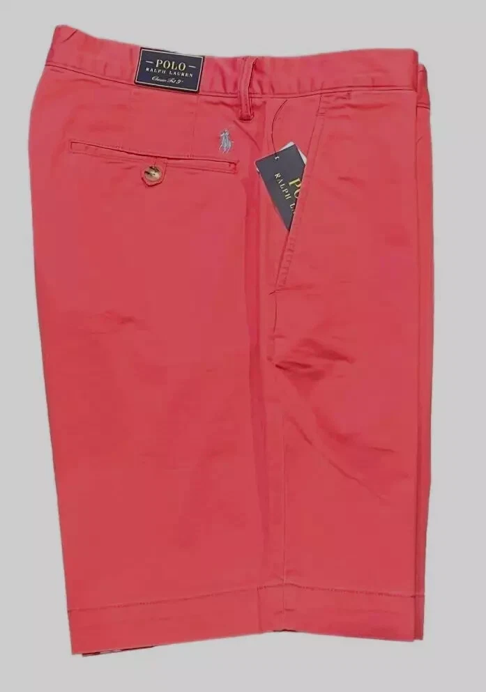 Polo Ralph Lauren Mens Size 30 Starboard Red Classic Fit Stretch 9" Chino Shorts