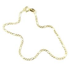9ct Gold Figaro Bracelet Thin Style Solid 1.5mm Wide 7.5 Inch UK Hallmarked