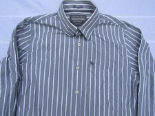 Men's Abercombie & Fitch Grey & White Striped Long sleeve shirt - Size UK Small