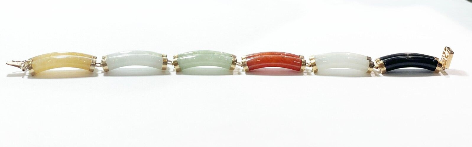 Chinese Character Multicolor Jade Segment 14k Yel… - image 7