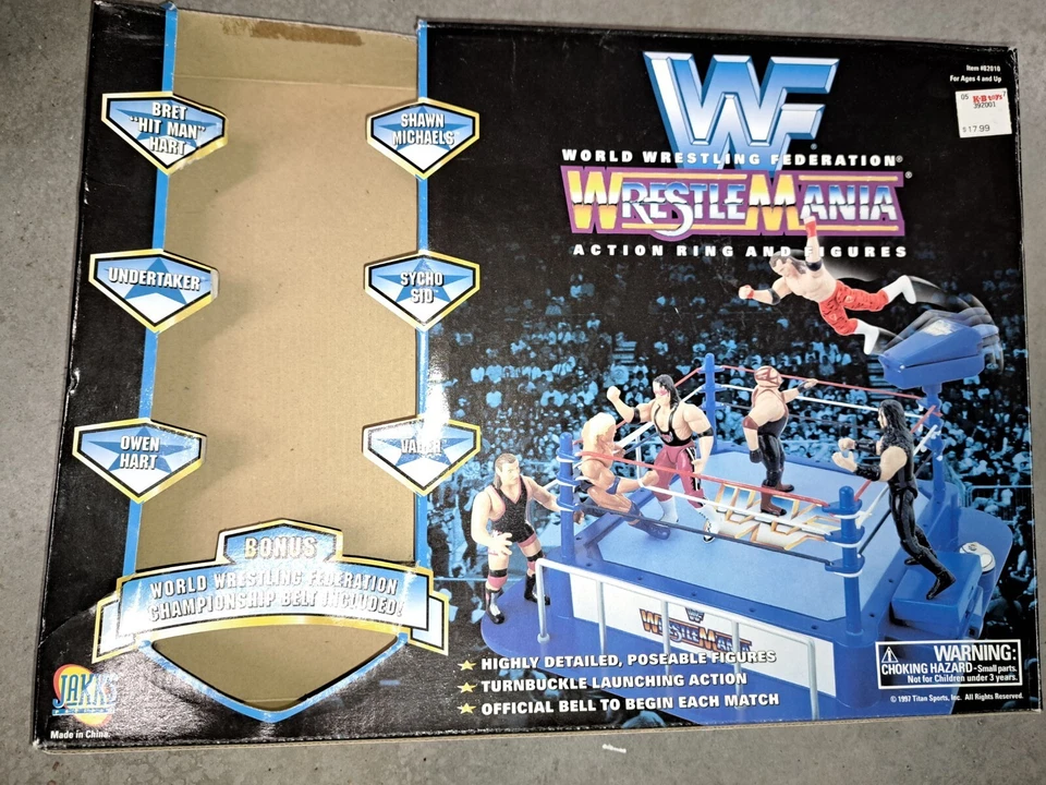 Anillo de acción y figuras WWF Wrestlemania SOLO EN CAJA 1997 Jakks WWE figuras personalizadas  Foto 2 de 4