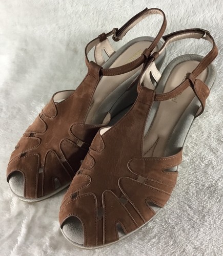 BeautiFeel Candy Wedge Sandals Women’s EUR 41 US 10-10.5 Brown Suede Peep Toe