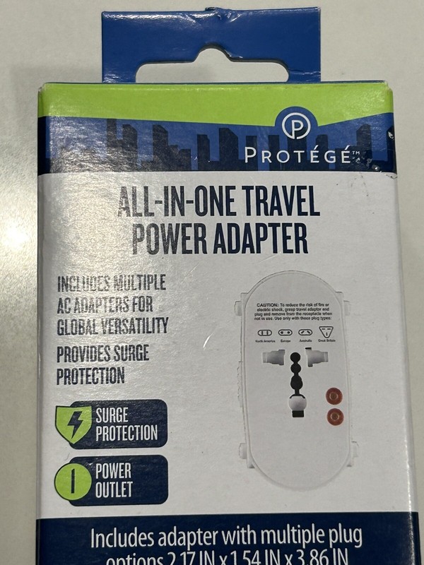 NEW Protege All In One Travel Power Adapter w/ Surge Protection NIB