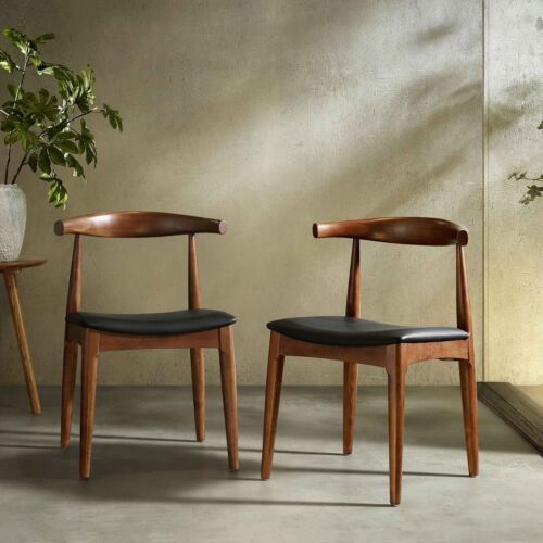 Daals Arley Set of 2 Beech Wood Dining Chairs Walnut and Black