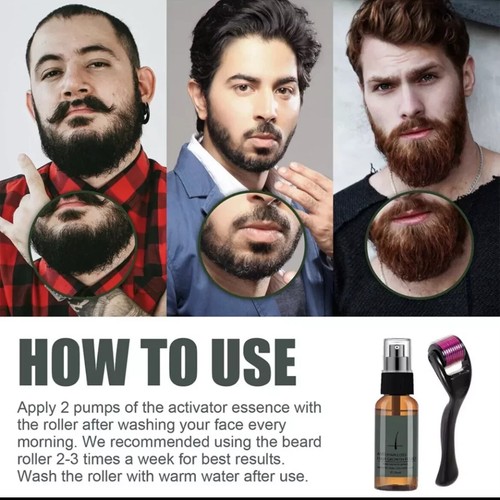 Beard Roller,540 0.5mm Titanium Needles/derma Roller Hair Growth Men Beard For - Picture 5 of 8