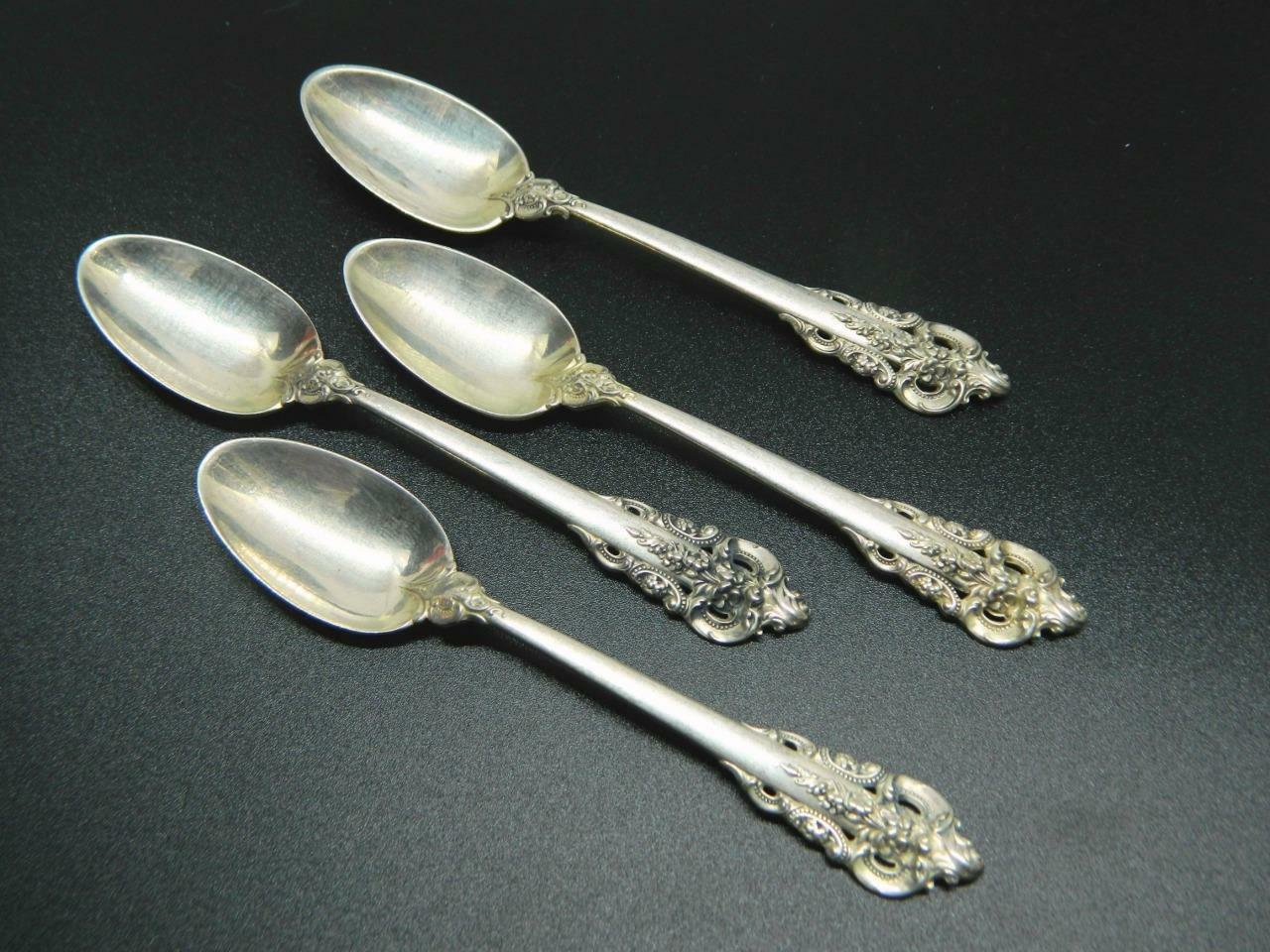 Set Of 4 WALLACE Sterling Silver GRANDE BAROQUE Demitasse Spoons 53.8g
