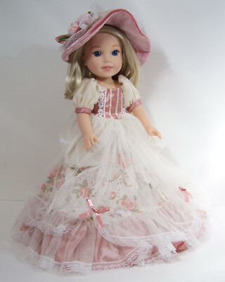 Mauve Pink Colonial Dress & Hat Doll Clothes For AG 14 Wellie Wisher (Debs)