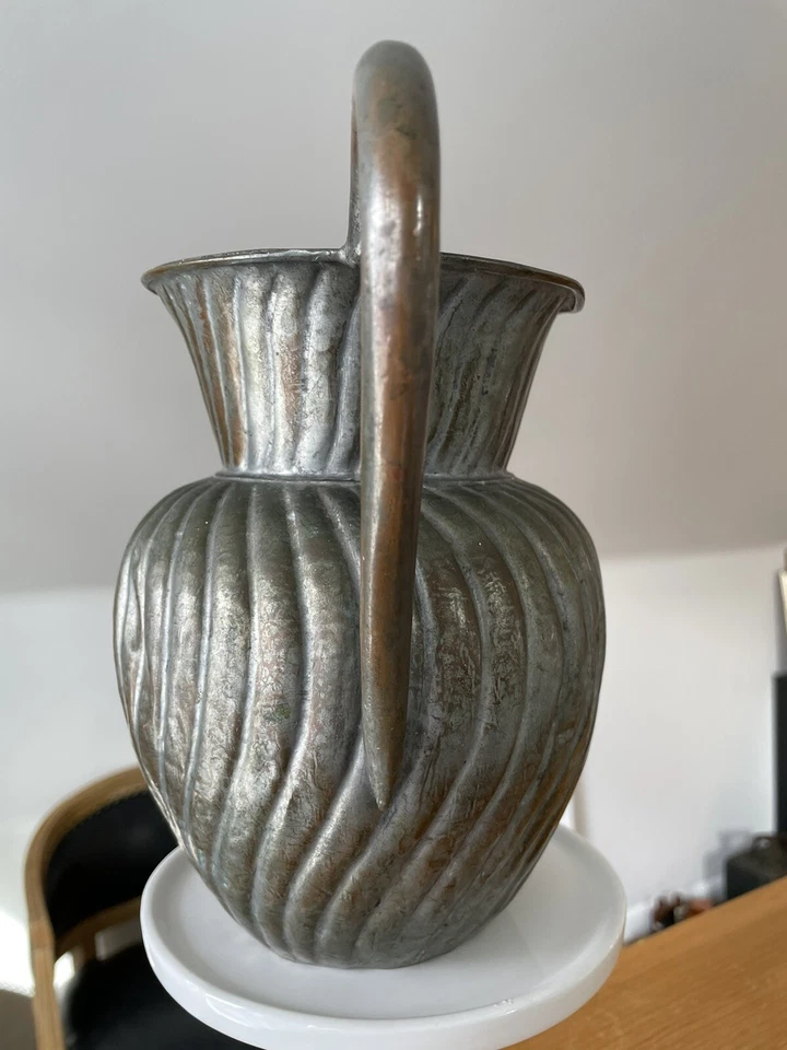 Jarra jarra de cobre estañado remolinada de exportación china 1890-1930 Foto 2 de 4