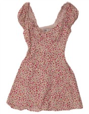 ZARA Womens Off Shoulder Dress UK 6 XS White Floral BK06