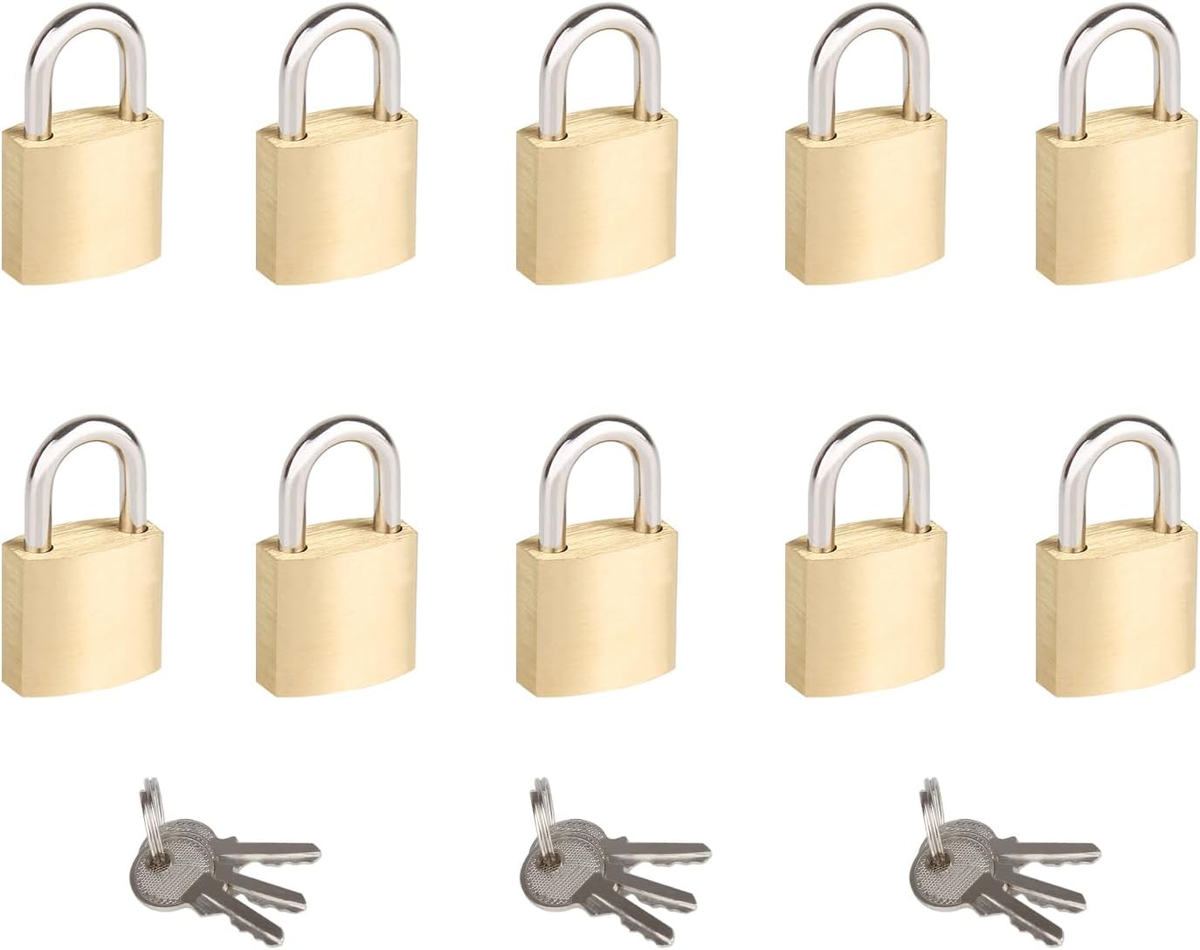 10Pack Small Locks with Same Keys, 3/4