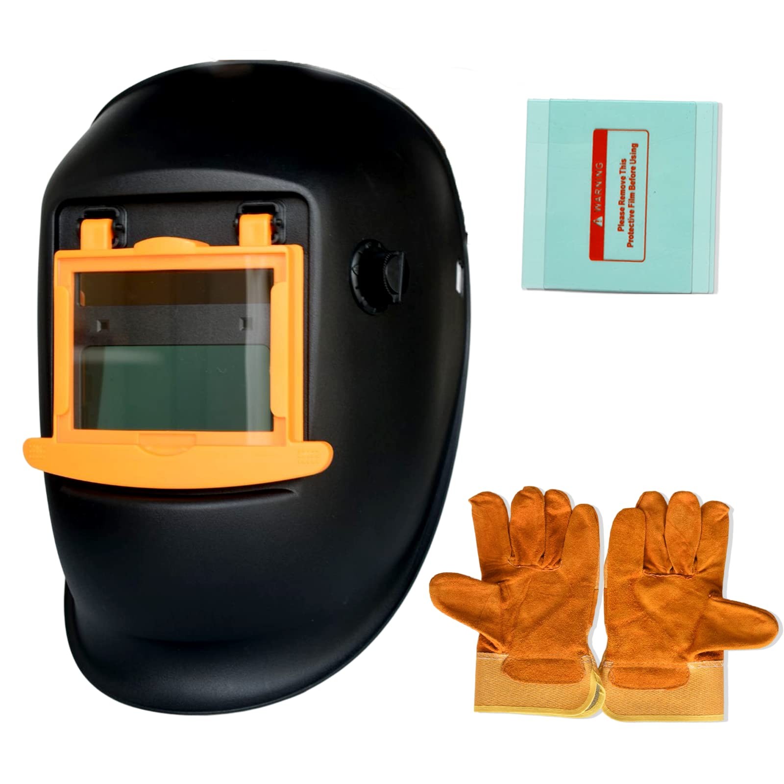 Auto Darkening Welding Helmet with True Color View and Easy-Flip Design Includes Gloves  