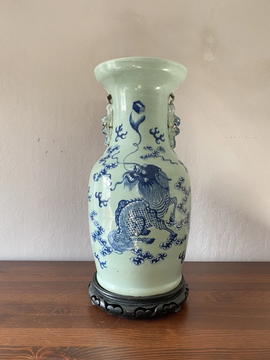 蓝色中国古董花瓶| eBay