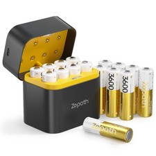 16 Pack Rechargeable AA Batteries Lithium with Charger, 3600mWh High Capacity...