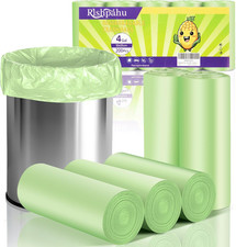 Small Trash Bags 4-6 Gallon - Rishipahu 200 Count Biodegradable Green 4 Gallon T