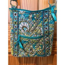 Retired Vera Bradley Hipster Crossbody Teal/Green Floral Paisley Pattern