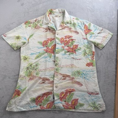 Faherty Bungalow Natives Shirt Mens Medium Scenic Tropical Camp Loop Hawaiian
