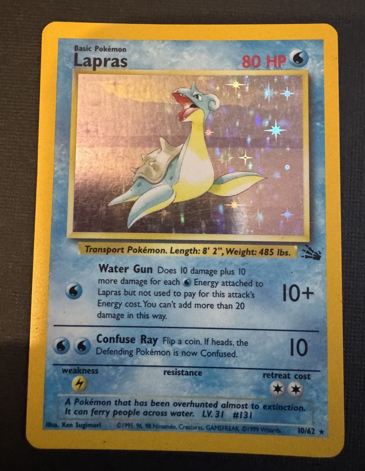 Pokémon TCG Lapras Fossil 10/62 Holo 1999-2000 Wizards Base Set