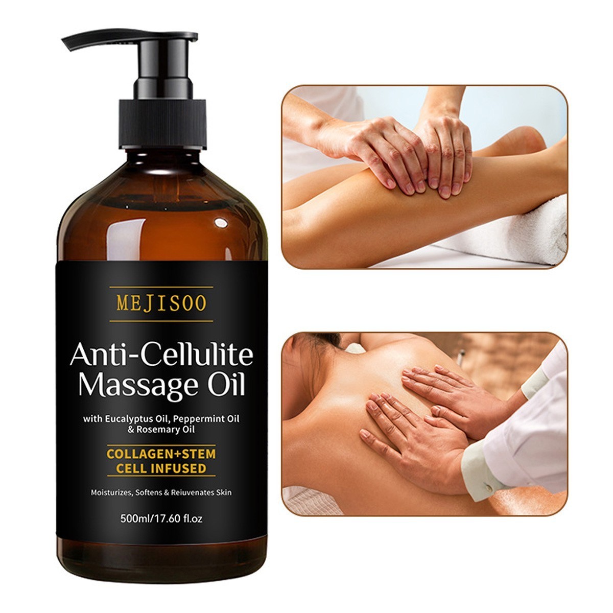 Anti Cellulite Massage Oil Infused with Collagen and Stem Cell Skin Tightening C