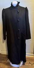 Vintage 50-60s Women's Wool Long Coat Black Fox Weir Forstmann