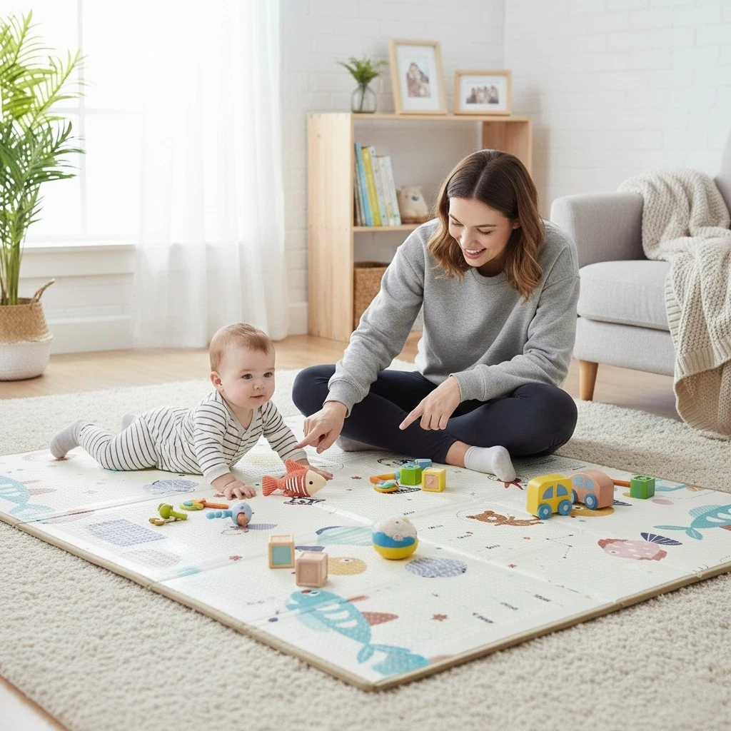 Baby Play Mat,79"x 59" Large Mat for Floor,Reversible Floor Mat, Double Side