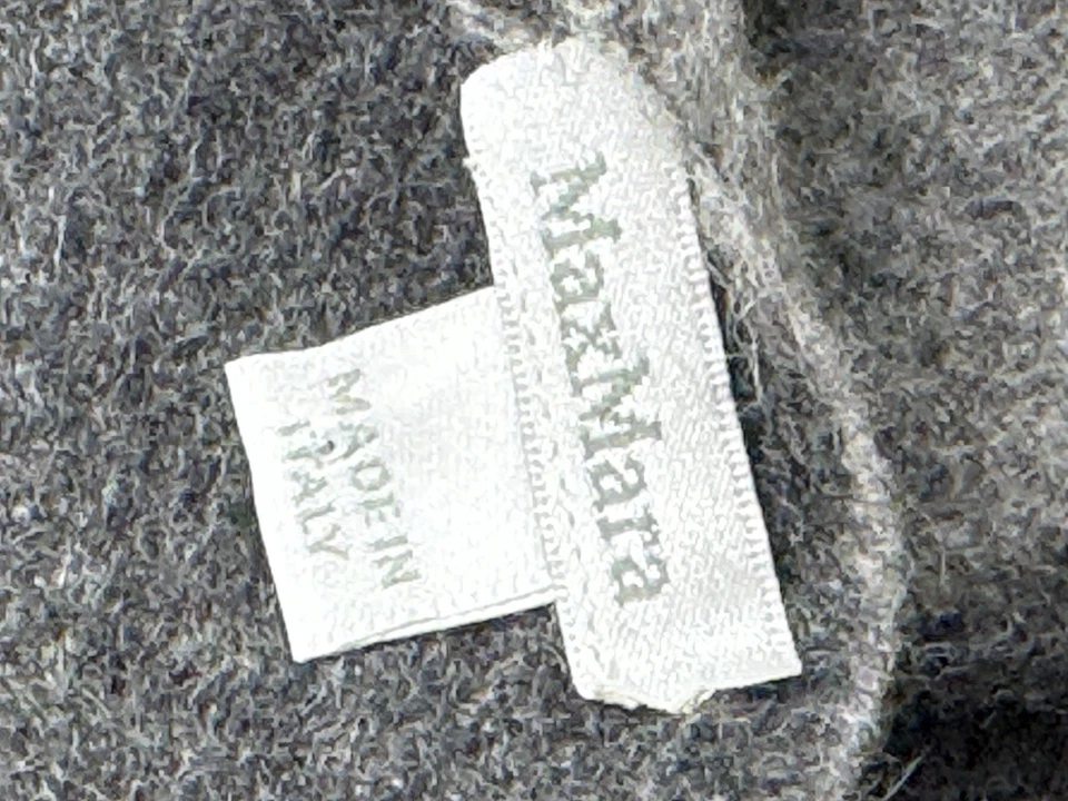 Max Mara Cachemira 2X Cachemira Mantón Bufanda Gris Oscuro Italia Unisex 30” x 80” Foto 4 de 4