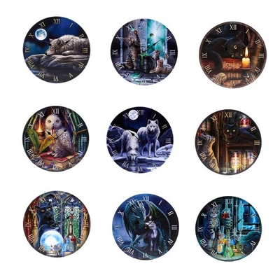 Wall Clock Lisa Parker Fantasy Mythical Picture Dragon Fairy Wolf Owl Cat - Image 1 of 2