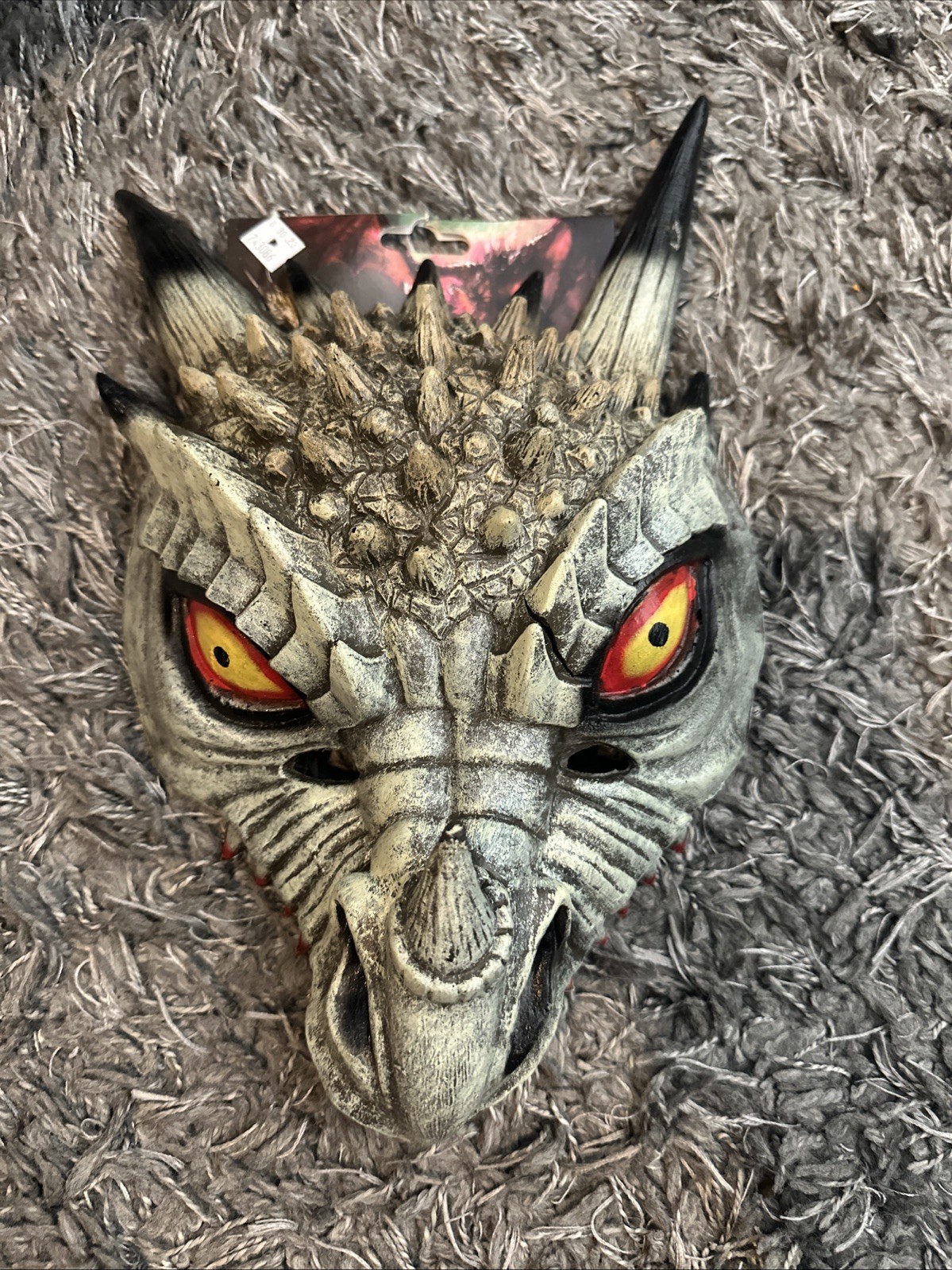 Dark White Horned Dinosaur Adult Halloween Mask Costume Accessory