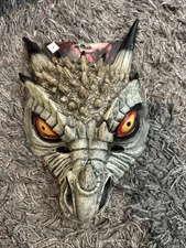 Dark White Horned Dinosaur Adult Halloween Mask Costume Accessory