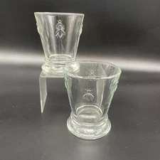 Set Of 2 La Rochere PARIS French Bee Motif Glass 8 Ounce Rocks Juice READ