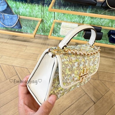 Tory Burch Britten Raffia Tweed Top Handle 184939 $650 | eBay