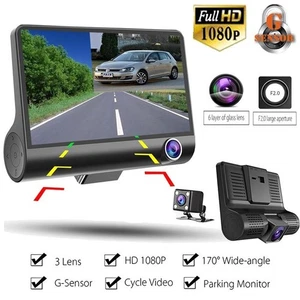 1080P 4“Dual Lens HD Car DVR Rearview Video Dash Cam Recorder Camera G-Sensor
