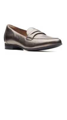 Neu Clarks Größe Kiesel Metallic Leder Loafer UN Blush Go flache Schuhe UK 9 D