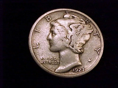 1927-P  Mercury Dime,  a Fine Grade coin.