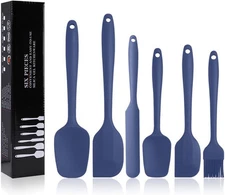 Silicone Spatulas Set, Rubber 8.2inch/8.5inch/10.6inch/11inch, Dark Blue 
