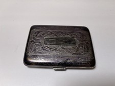 Metal Silver Tone Cigarette Case/Business Card Holder 2 1/2  X 3 1/2  