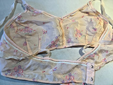 vintage Pink 100 silk Bandeau Bra flapper 20s 30s art deco 32B ribbon straps