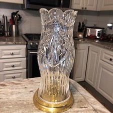 Waterford Crystal Thomas Jefferson American Heritage Hurricane Candle Lamp 12 In