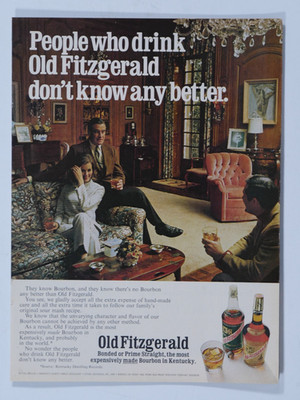 1968 Old Fitzgerald Kentucky Bourbon Prime Straight Vintage Original Print Ad